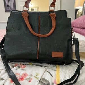 Black and Brown Leather Tote Bag